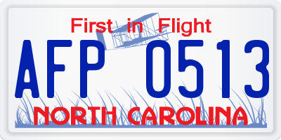 NC license plate AFP0513