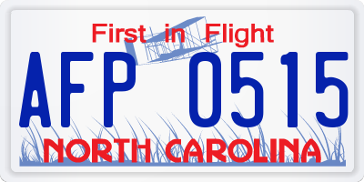 NC license plate AFP0515