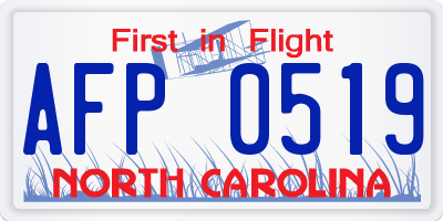 NC license plate AFP0519