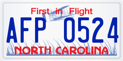 NC license plate AFP0524