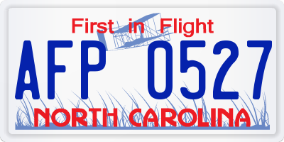 NC license plate AFP0527