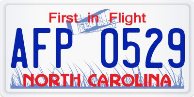 NC license plate AFP0529