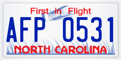 NC license plate AFP0531