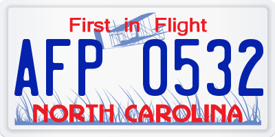 NC license plate AFP0532