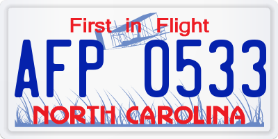 NC license plate AFP0533