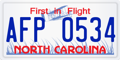 NC license plate AFP0534