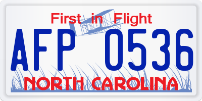 NC license plate AFP0536