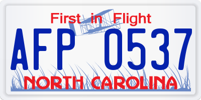 NC license plate AFP0537
