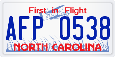 NC license plate AFP0538