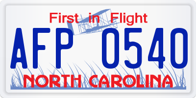 NC license plate AFP0540
