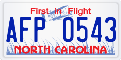 NC license plate AFP0543