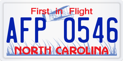 NC license plate AFP0546