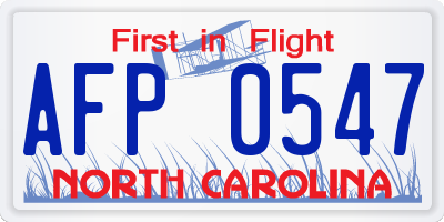 NC license plate AFP0547