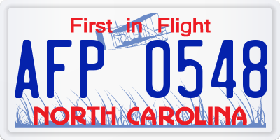 NC license plate AFP0548