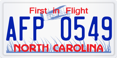 NC license plate AFP0549