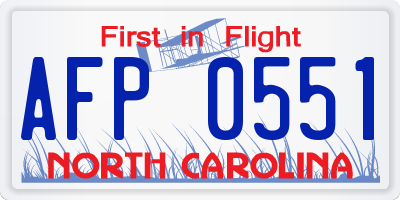 NC license plate AFP0551