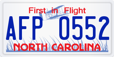 NC license plate AFP0552