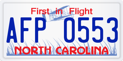 NC license plate AFP0553