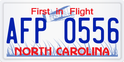 NC license plate AFP0556