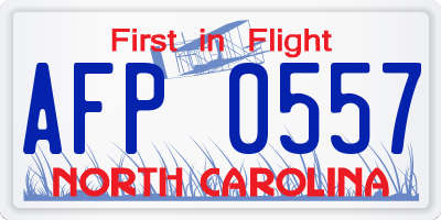 NC license plate AFP0557