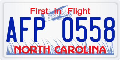 NC license plate AFP0558
