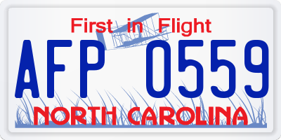 NC license plate AFP0559