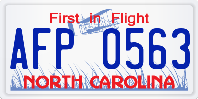 NC license plate AFP0563