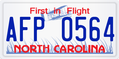 NC license plate AFP0564