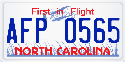 NC license plate AFP0565