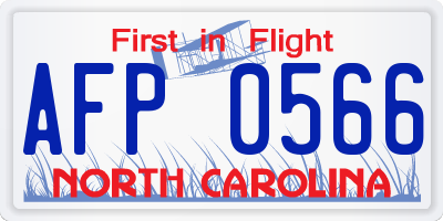 NC license plate AFP0566