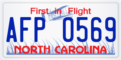 NC license plate AFP0569