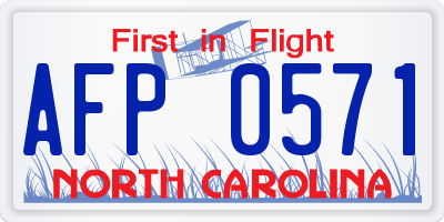 NC license plate AFP0571
