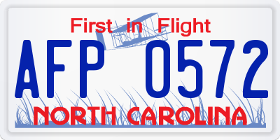 NC license plate AFP0572