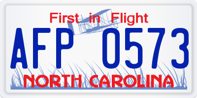 NC license plate AFP0573