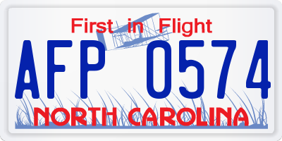 NC license plate AFP0574