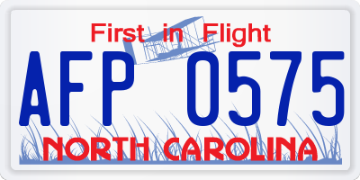 NC license plate AFP0575
