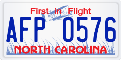 NC license plate AFP0576