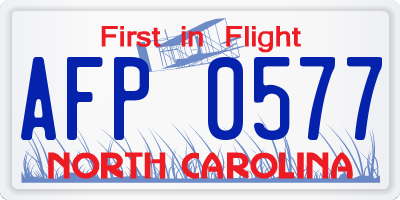 NC license plate AFP0577