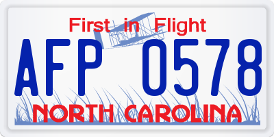 NC license plate AFP0578