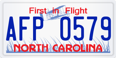 NC license plate AFP0579