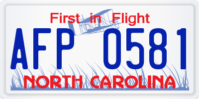 NC license plate AFP0581