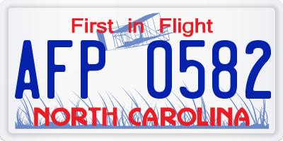 NC license plate AFP0582