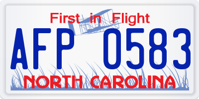NC license plate AFP0583