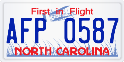 NC license plate AFP0587