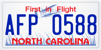 NC license plate AFP0588