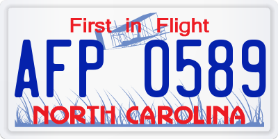NC license plate AFP0589