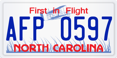 NC license plate AFP0597