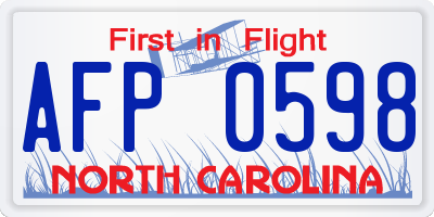 NC license plate AFP0598