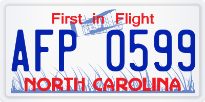 NC license plate AFP0599