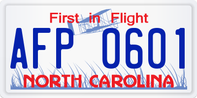 NC license plate AFP0601